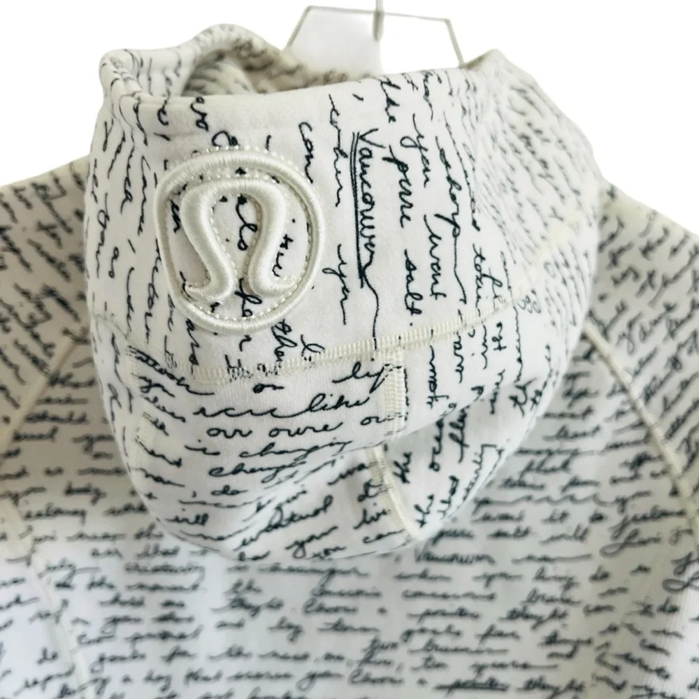 Lululemon Scuba Hoodie II White & Black Manifesto Script Full Zip Jacket - Picture 6 of 9